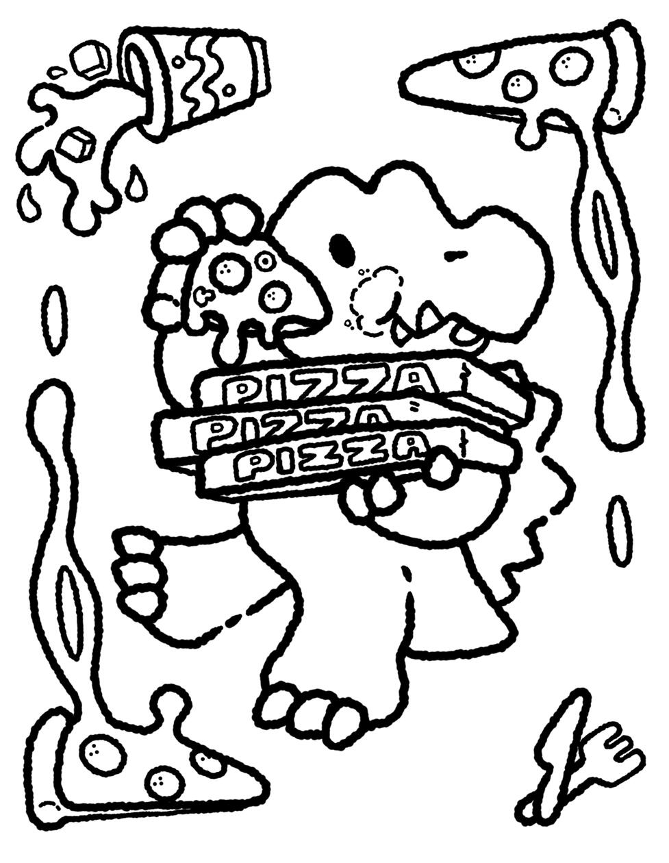 rawrcade™ coloring book: byte eating pizza
