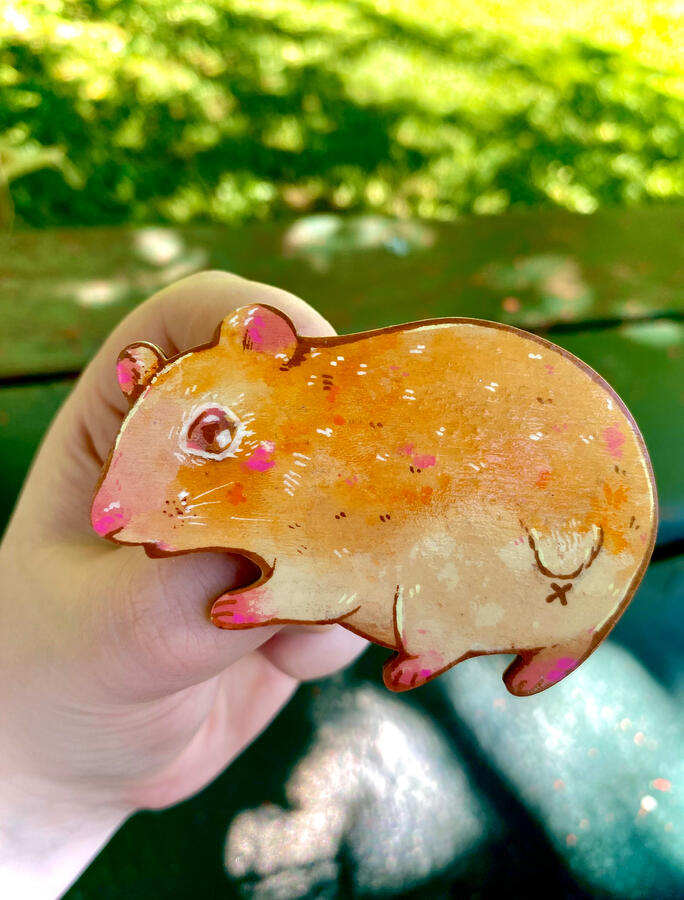 hand-painted wooden pin (one of a kind!)