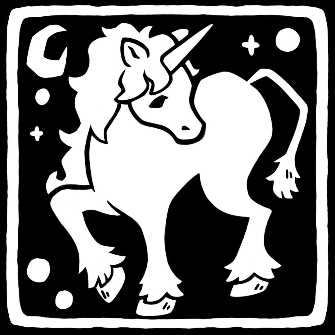 Anthrocon 2025 Medieval Creature Stamp Rally, Unicorn Stamp Design